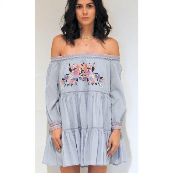 HP ⭐️FREE PEOPLE Sunbeams Mini Dress S NWT Blue - Picture 9 of 9